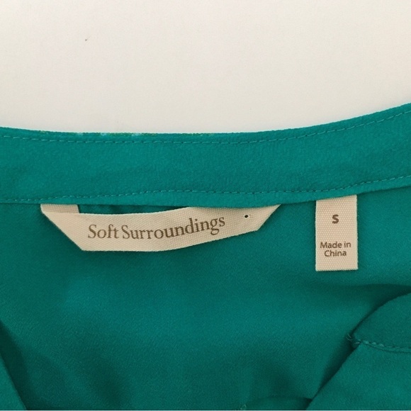 Soft Surroundings Tunic Top Teal Tropical Mixed Print - Picture 3 of 4